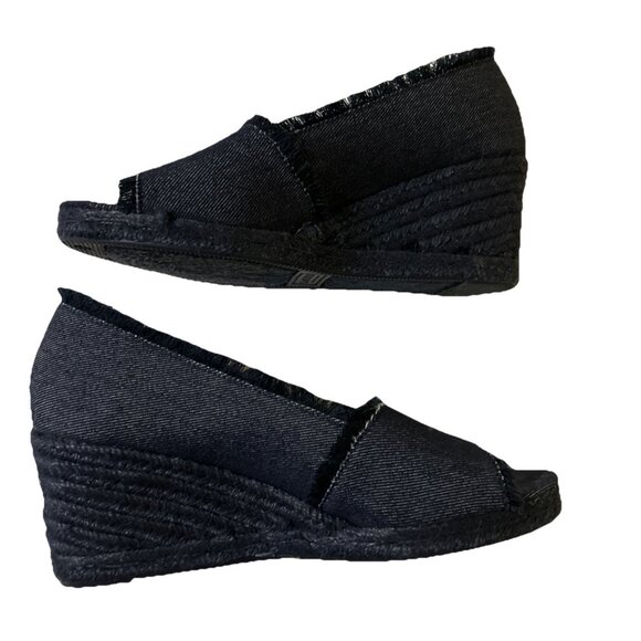 Lauren Ralph Lauren Womens Denim espadrille Wedge Sandals Size 6.5 - Picture 1 of 9